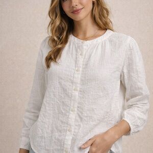 Madewell White Textured Button Front Blouse XS